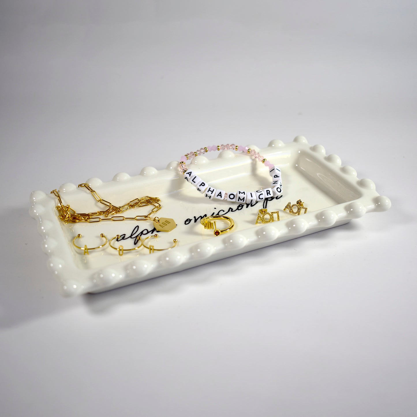 Alpha Omicron Pi 18k Gold Plated Stud Earrings