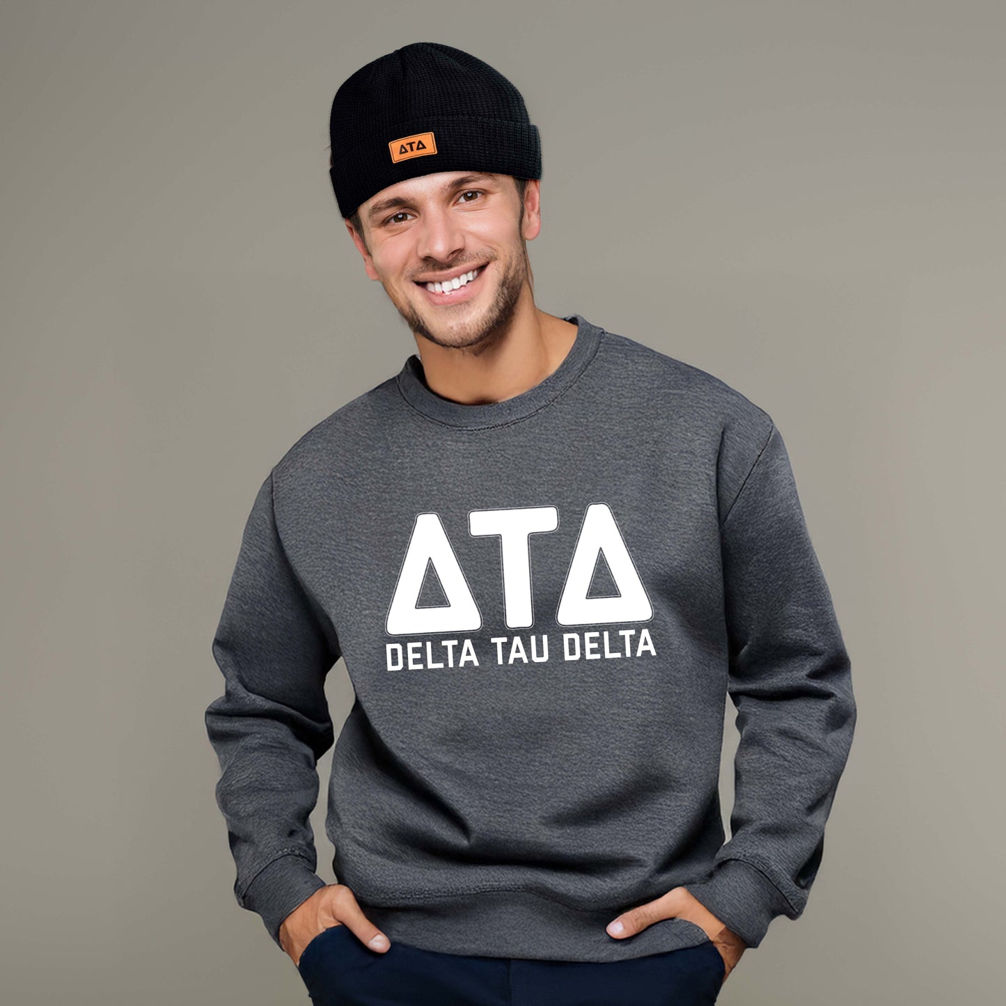 Tau Kappa Epsilon Fraternity Beanie Hat - Black Winter Hat w/ Greek Letters Patch