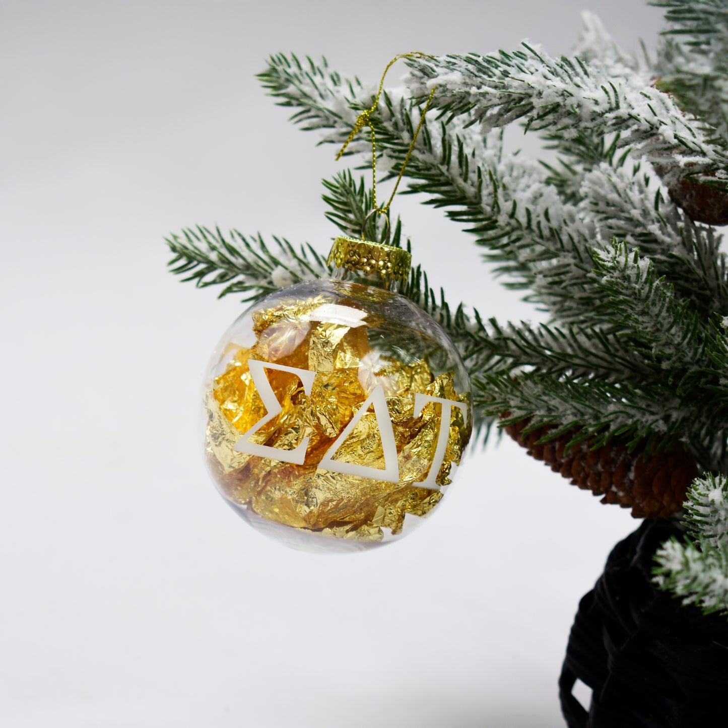Alpha Delta Pi Ornament - Clear Plastic Ball Ornament with Gold Foil
