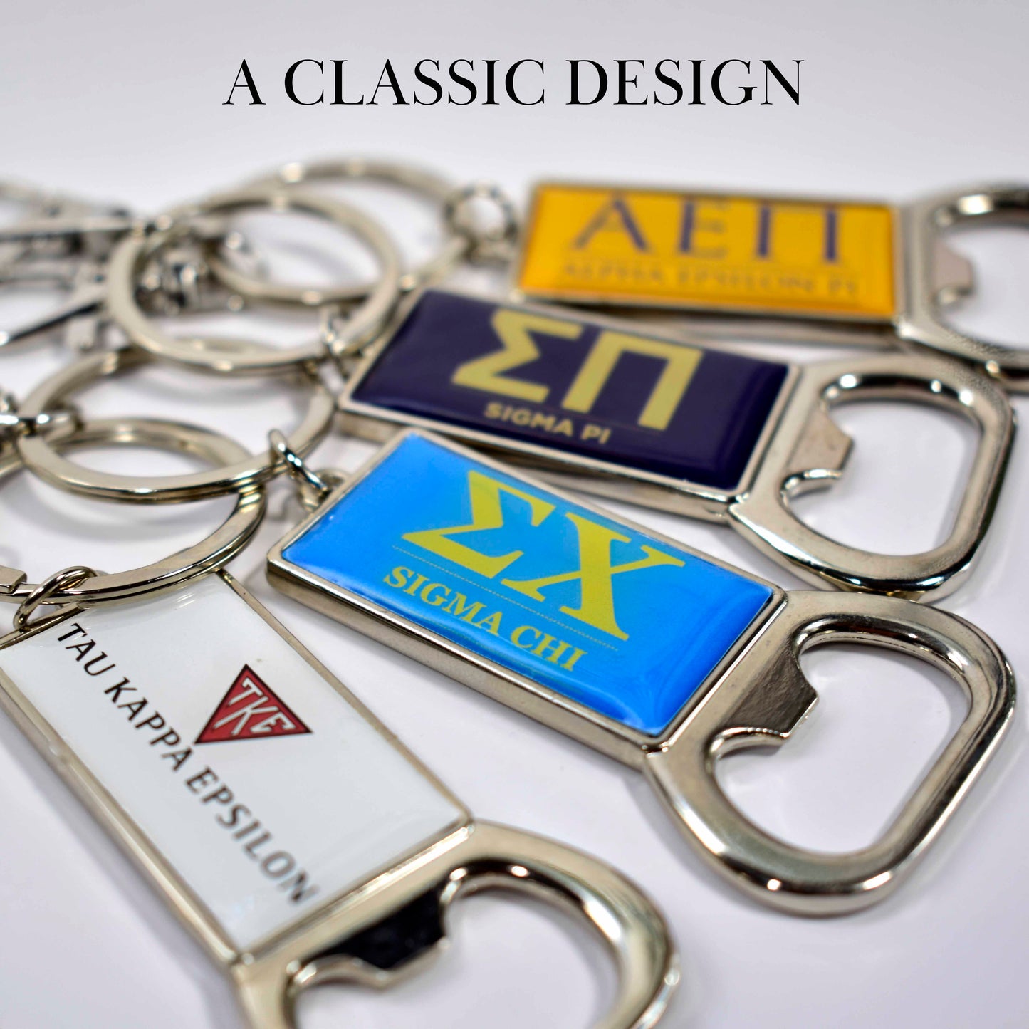 Kappa Alpha Fraternity Keychain with Flat Bottle Opener