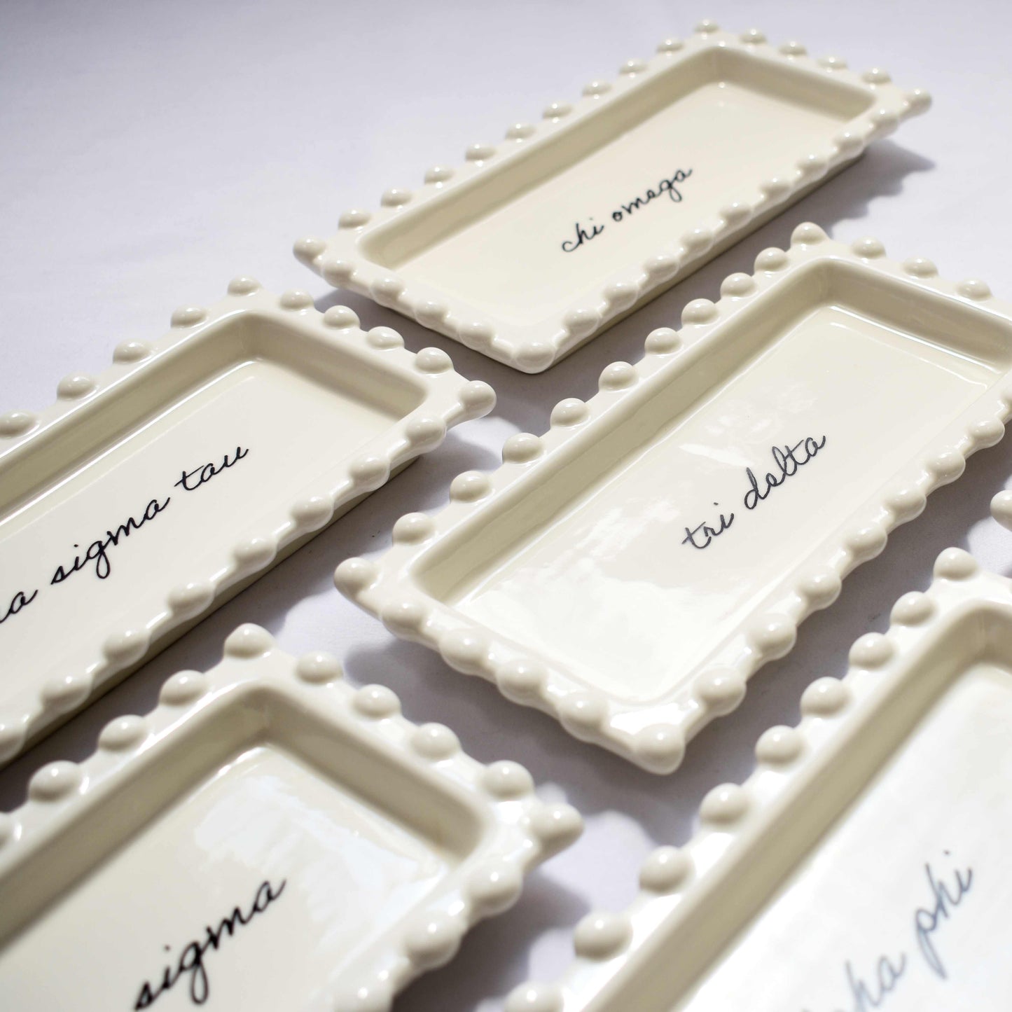 Alpha Chi Omega Jewelry Dish - Rectangular Cursive Script Sorority Name