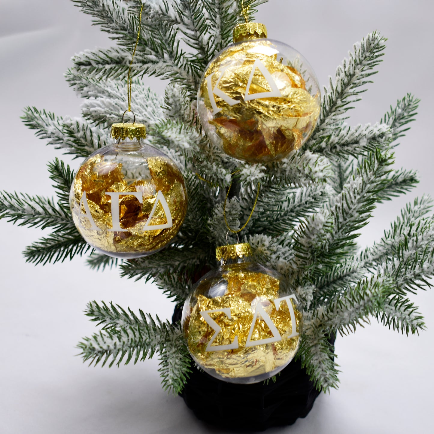 Alpha Chi Omega Ornament - Clear Plastic Ball Ornament with Gold Foil