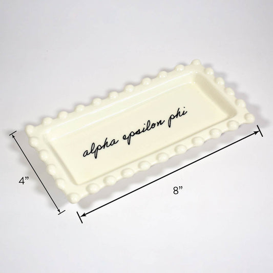 Pi Beta Phi Jewelry Dish - Rectangular Cursive Script Sorority Name