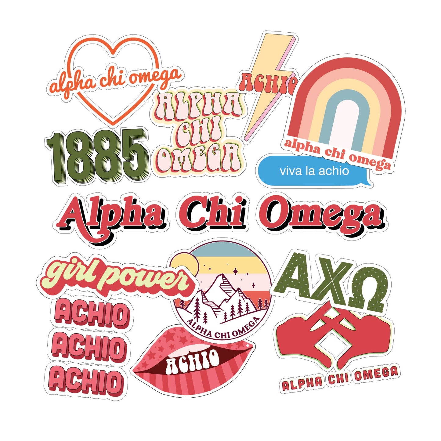 Alpha Chi Omega Girl Power Sticker Sheet