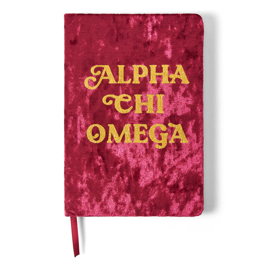 Alpha Chi Omega Velvet Notebook with Gold Foil Imprint
