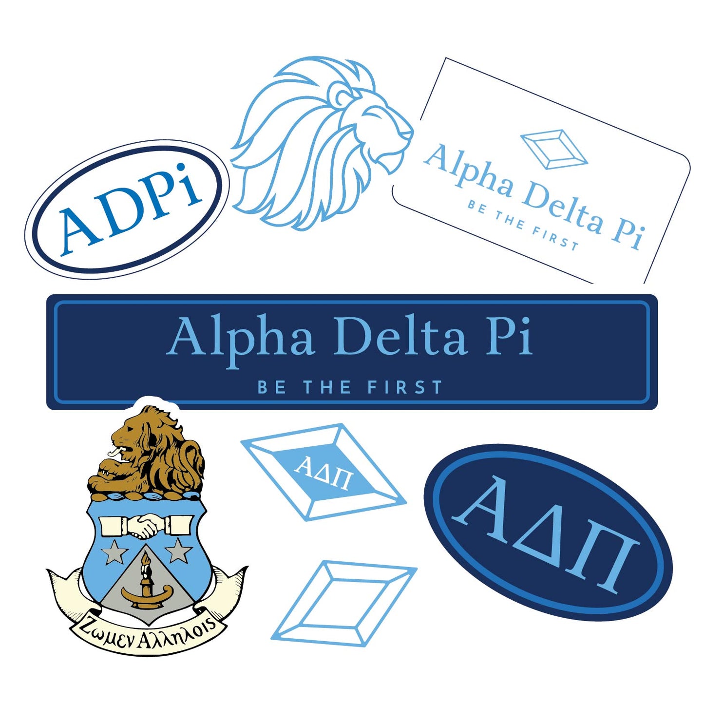 Alpha Delta Pi Sorority Sticker Sheet- Brand Focus