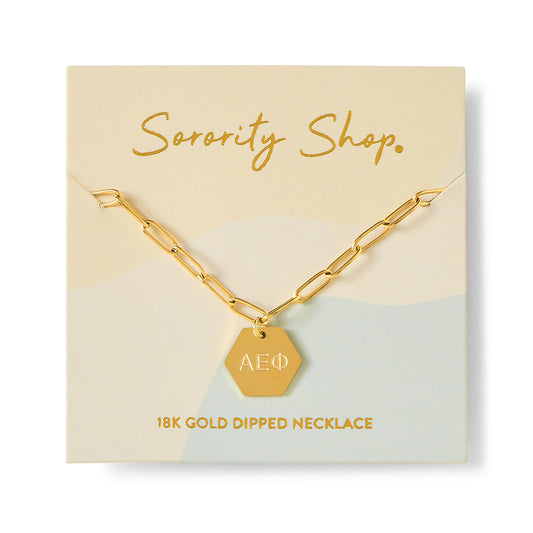 Alpha Epsilon Phi Paperclip Necklace with AEP Sorority Pendant
