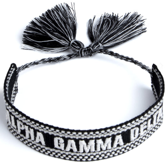 Alpha Gamma Delta Woven Bracelet, Black and White Design