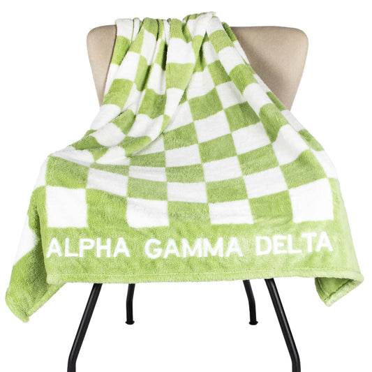 Alpha Gamma Delta Blanket - Thick Checkered Sherpa Blanket