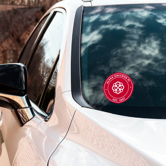 Alpha Omicron Pi Sorority Car Decal Sticker- Full Color Circle Logo