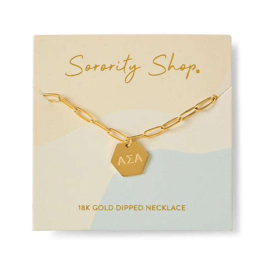 Alpha Sigma Alpha Paperclip Necklace with ASA Sorority Pendant