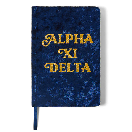 Alpha Xi Delta Velvet Notebook with Gold Foil Imprint