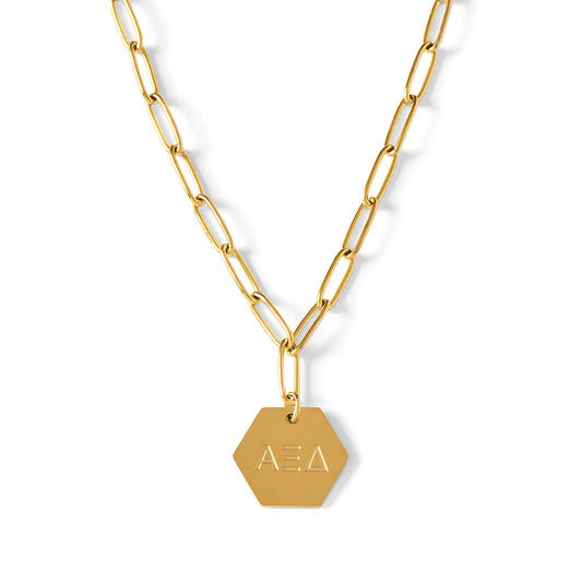 Alpha Xi Delta Paperclip Necklace with AXD Sorority Pendant
