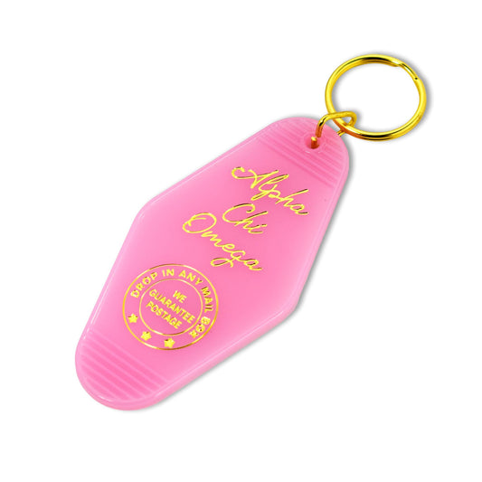 Alpha Chi Omega Motel Keychain