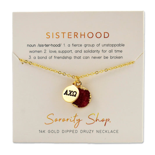 Alpha Chi Omega Sisterhood Druzy Necklace