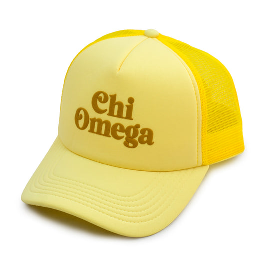 Chi Omega Baseball Cap, Mesh Trucker-Style Hat