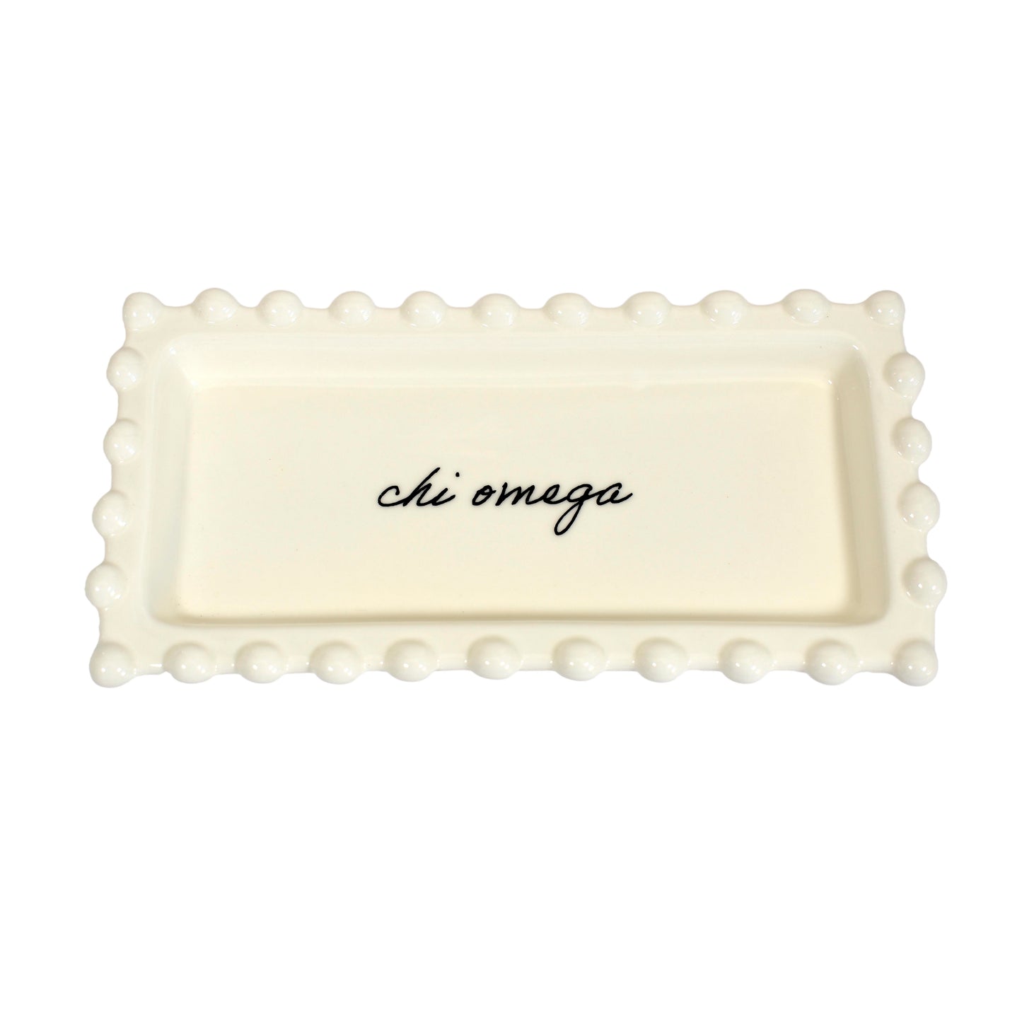 Chi Omega Jewelry Dish - Rectangular Cursive Script Sorority Name