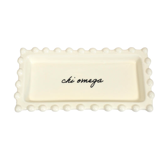 Chi Omega Jewelry Dish - Rectangular Cursive Script Sorority Name