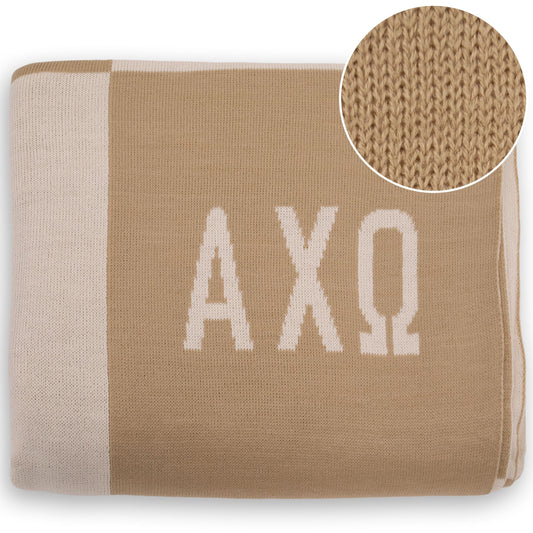 Alpha Chi Omega Blanket - Acrylic Knit Checkered Blanket