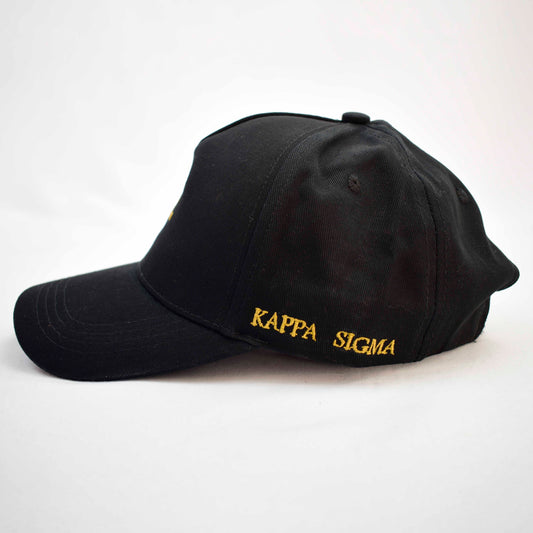 Kappa Sigma Baseball Cap- Brushed Cotton 5-Panel Black Hat