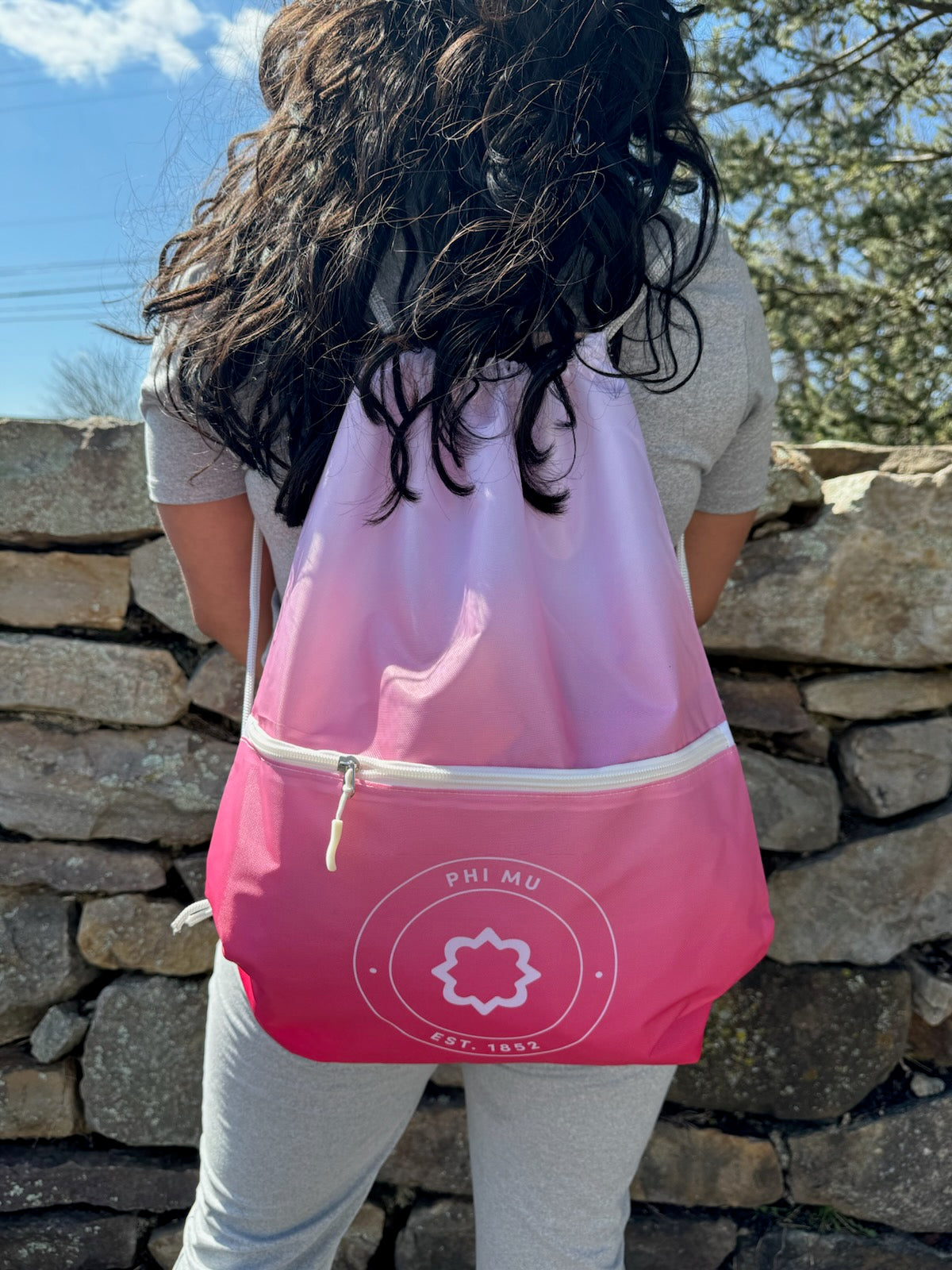 Theta Phi Alpha Drawstring Backpack, Ombre Color Design