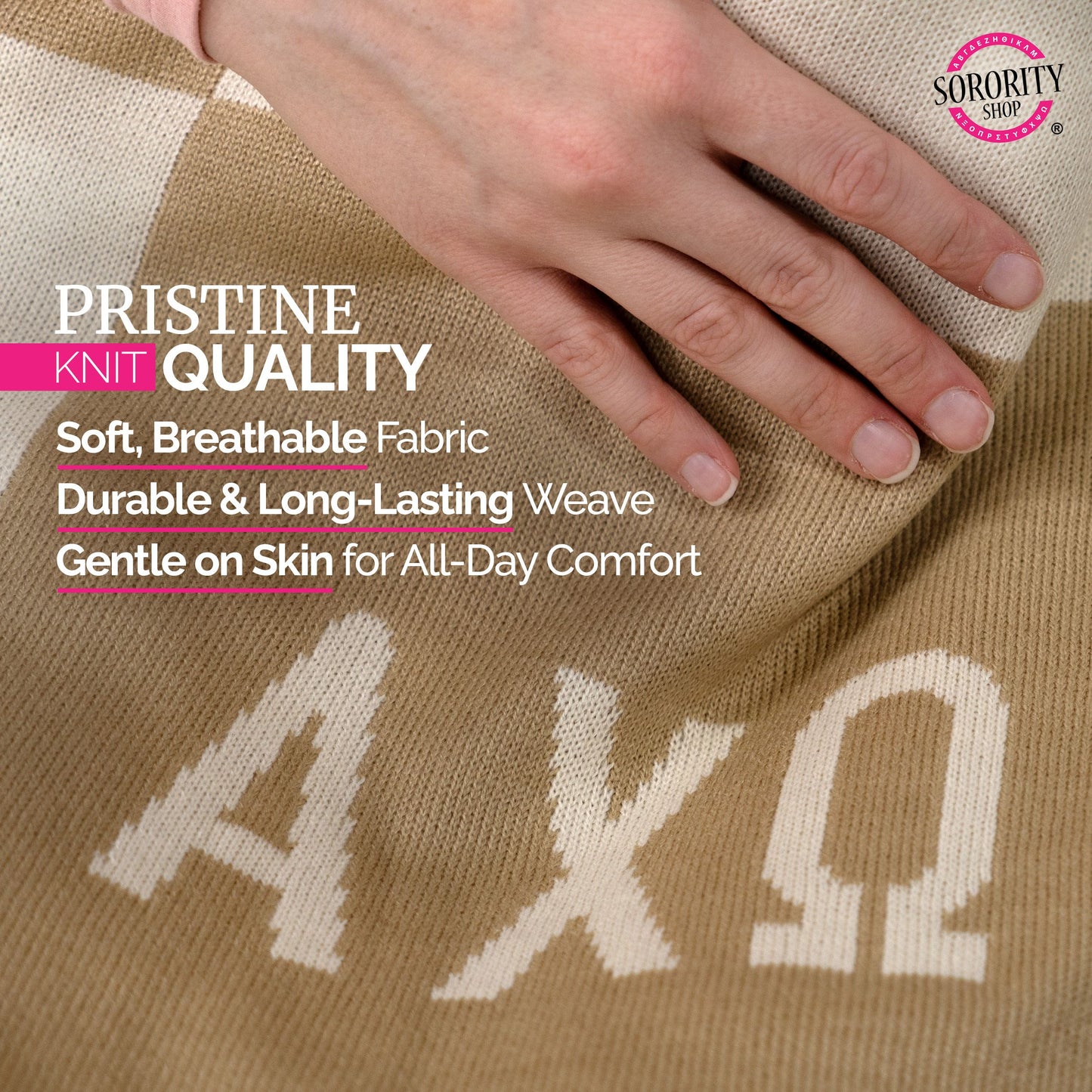 Alpha Chi Omega Blanket - Acrylic Knit Checkered Blanket