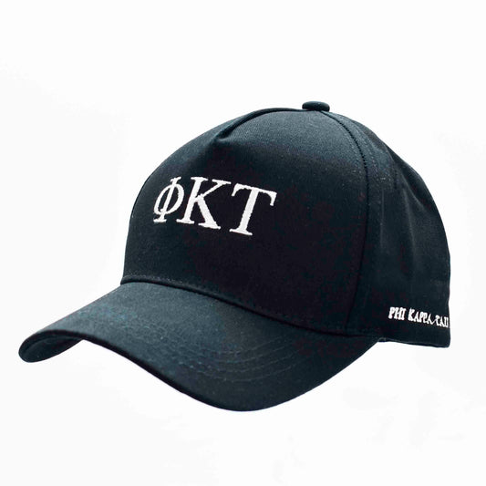 Phi Kappa Tau Baseball Cap- Brushed Cotton 5-Panel Black Hat