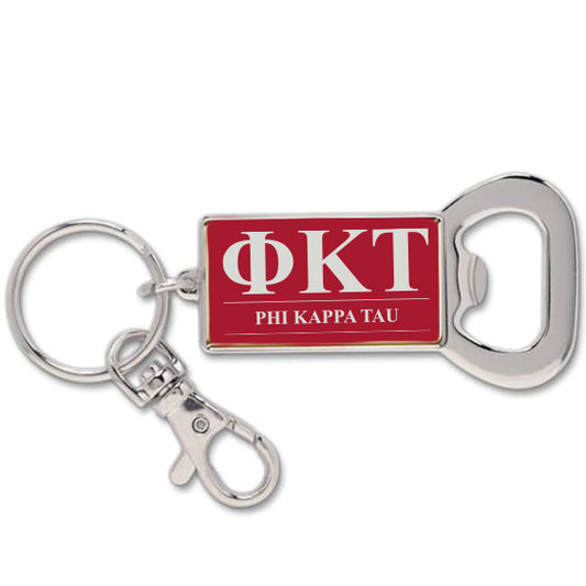Phi Kappa Tau Fraternity Keychain with Flat Bottle Opener