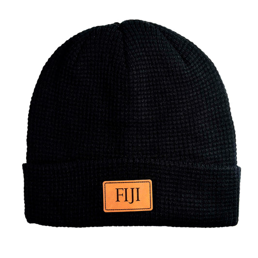 Phi Gamma Delta Fraternity Beanie Hat - Black Winter Hat w/ Greek Letters Patch
