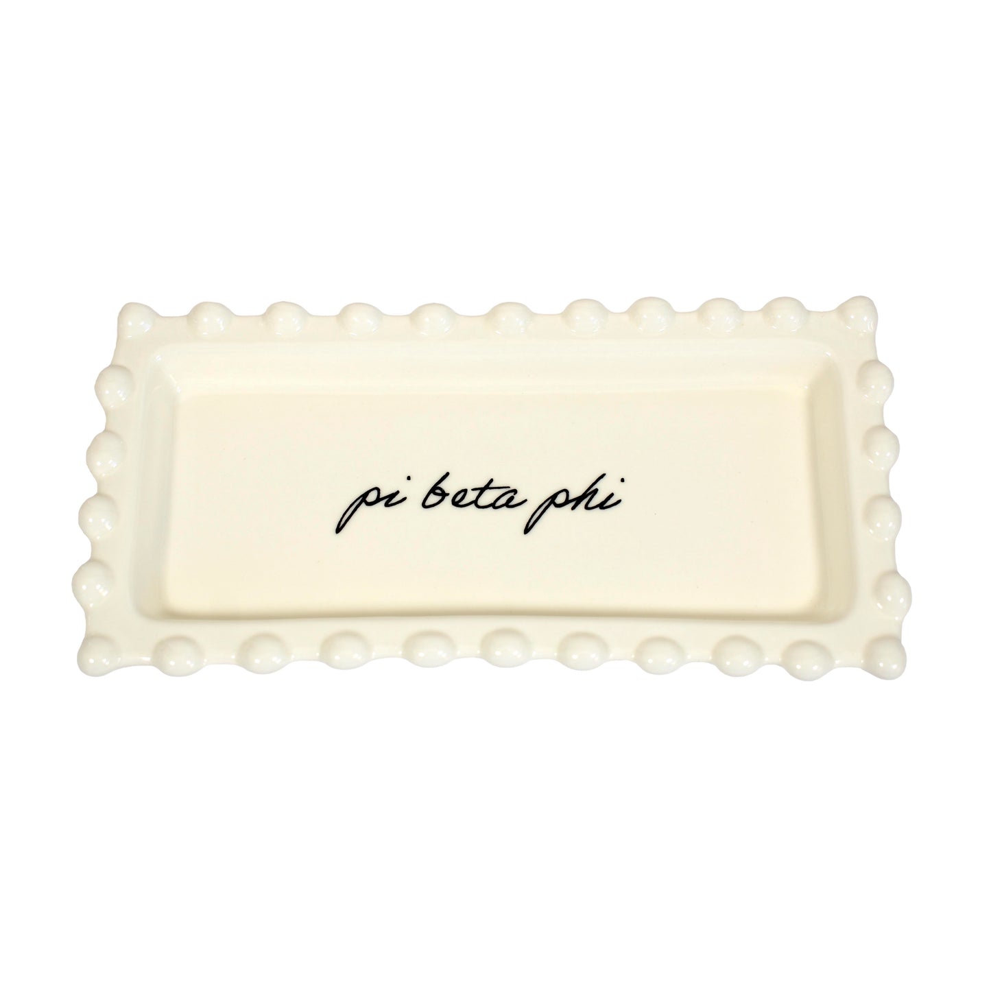 Pi Beta Phi Jewelry Dish - Rectangular Cursive Script Sorority Name
