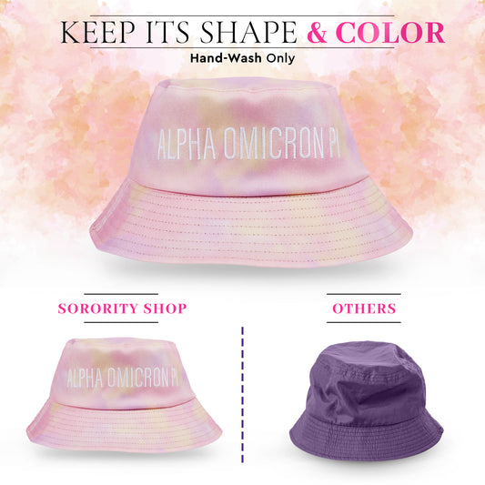 Alpha Chi Omega Bucket Hat - Tie Dye - Embroidered Logo