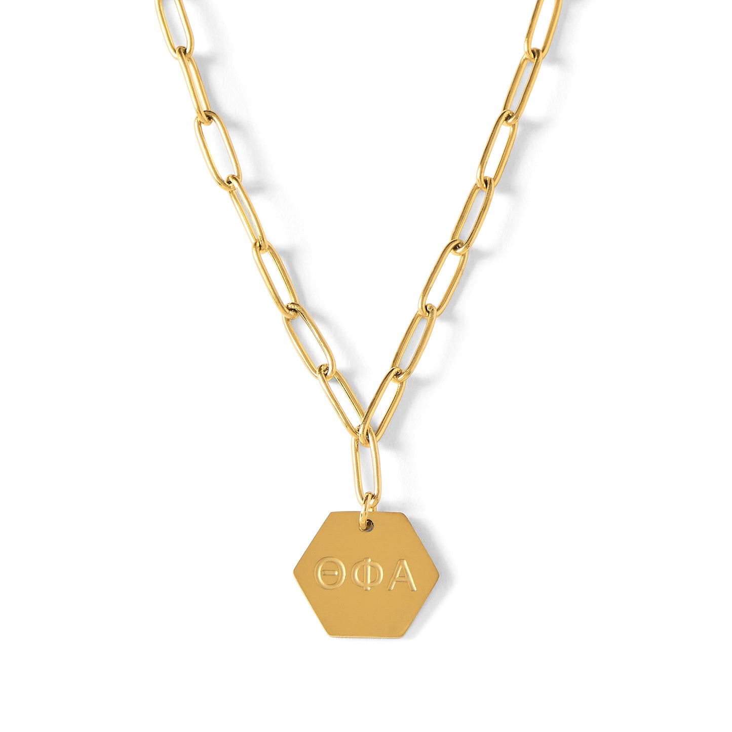 Theta Phi Alpha Paperclip Necklace with Sorority Pendant
