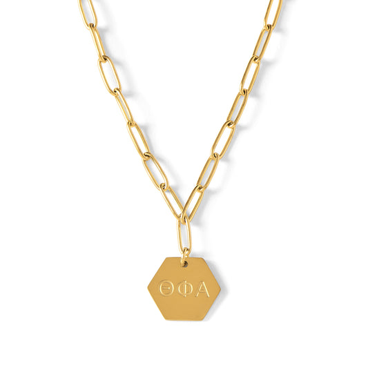 Theta Phi Alpha Paperclip Necklace with Sorority Pendant