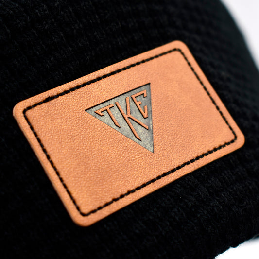 Tau Kappa Epsilon Fraternity Beanie Hat - Black Winter Hat w/ Greek Letters Patch