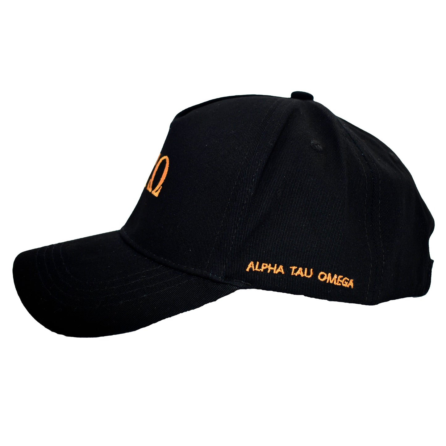 Alpha Tau Omega Baseball Cap- Brushed Cotton 5-Panel Black Hat