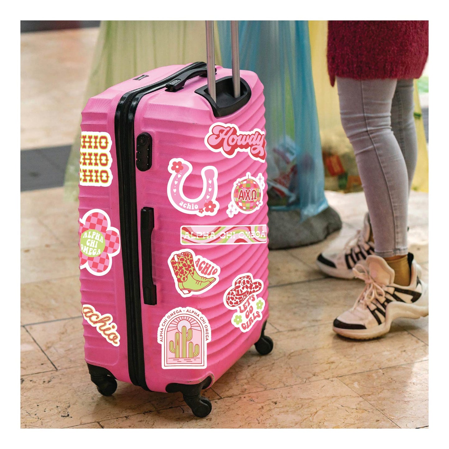 Alpha Chi Omega Sticker Sheet - Western Disco Design