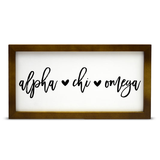 Alpha Chi Omega Script Wooden Sign