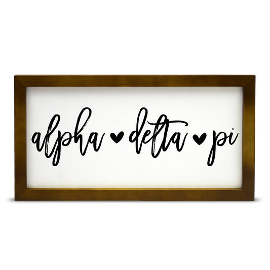 Alpha Delta Pi Script Wooden Sign