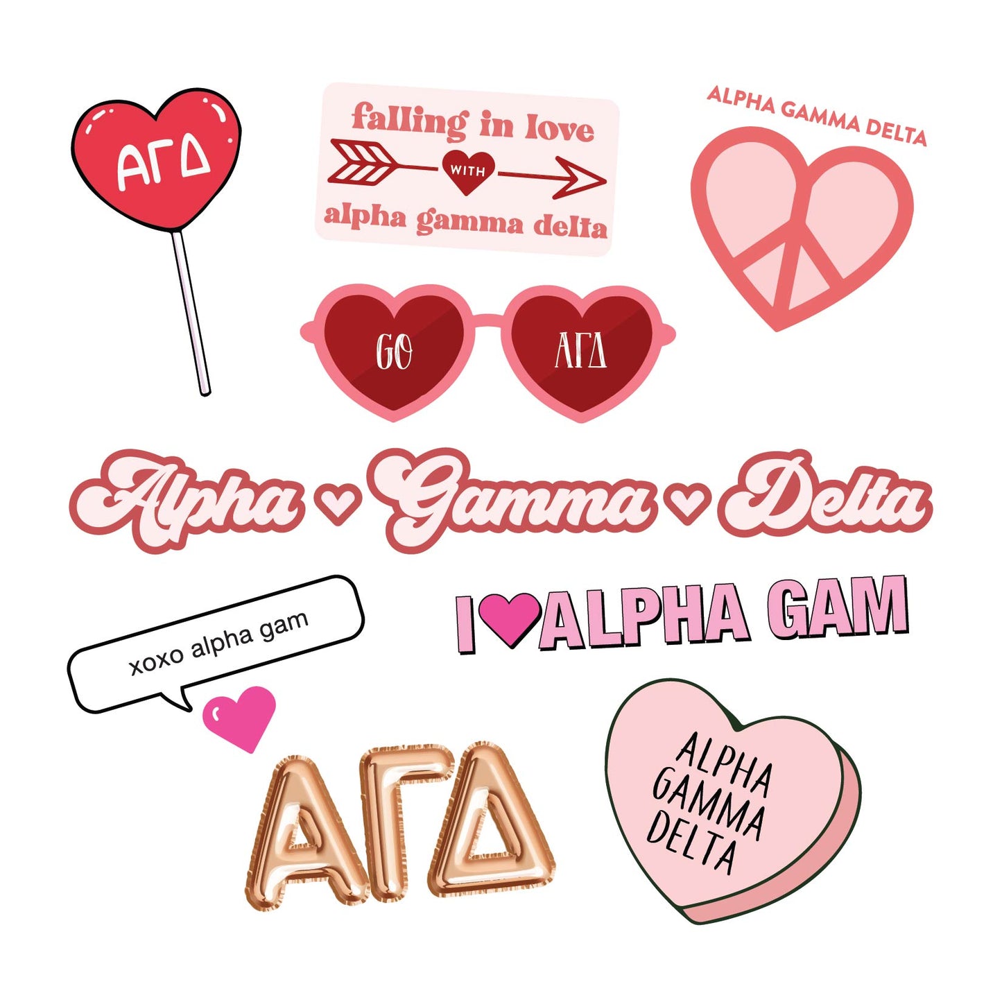 Alpha Gamma Delta- Sticker Sheet- Love Theme