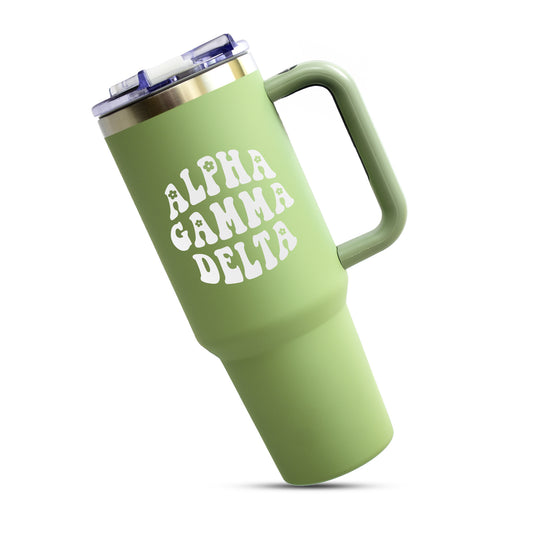 Alpha Gamma Delta Tumbler - 40oz Stainless Steel with Handle
