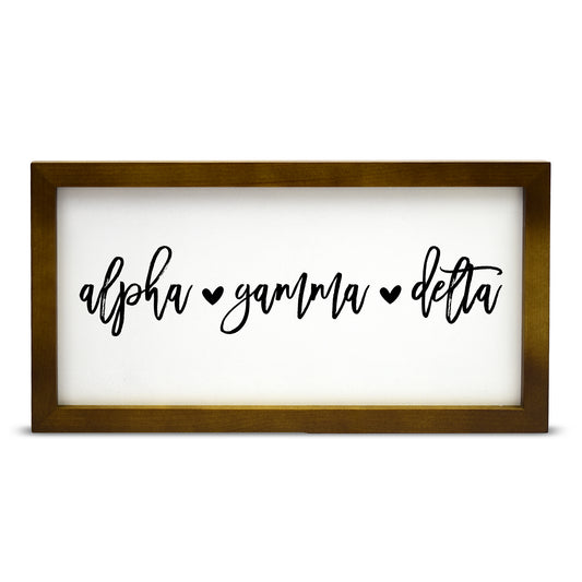 Alpha Gamma Delta Script Wooden Sign