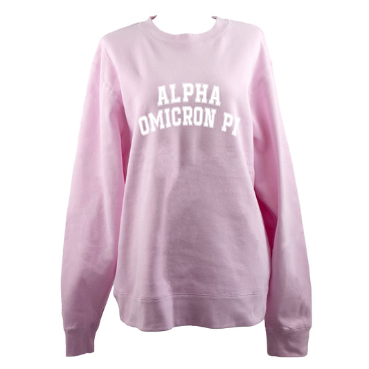 Alpha Omicron Pi Sweatshirt- Crewneck Varsity Letters Design