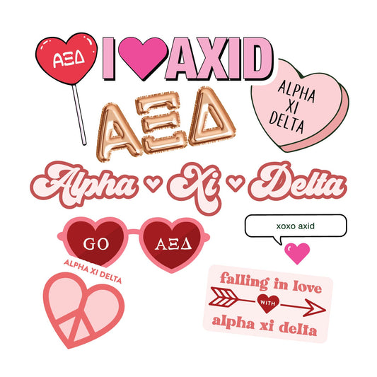 Alpha Xi Delta- Sticker Sheet- Love Theme