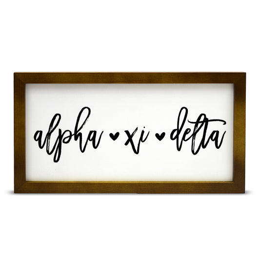 Alpha Xi Delta Script Wooden Sign