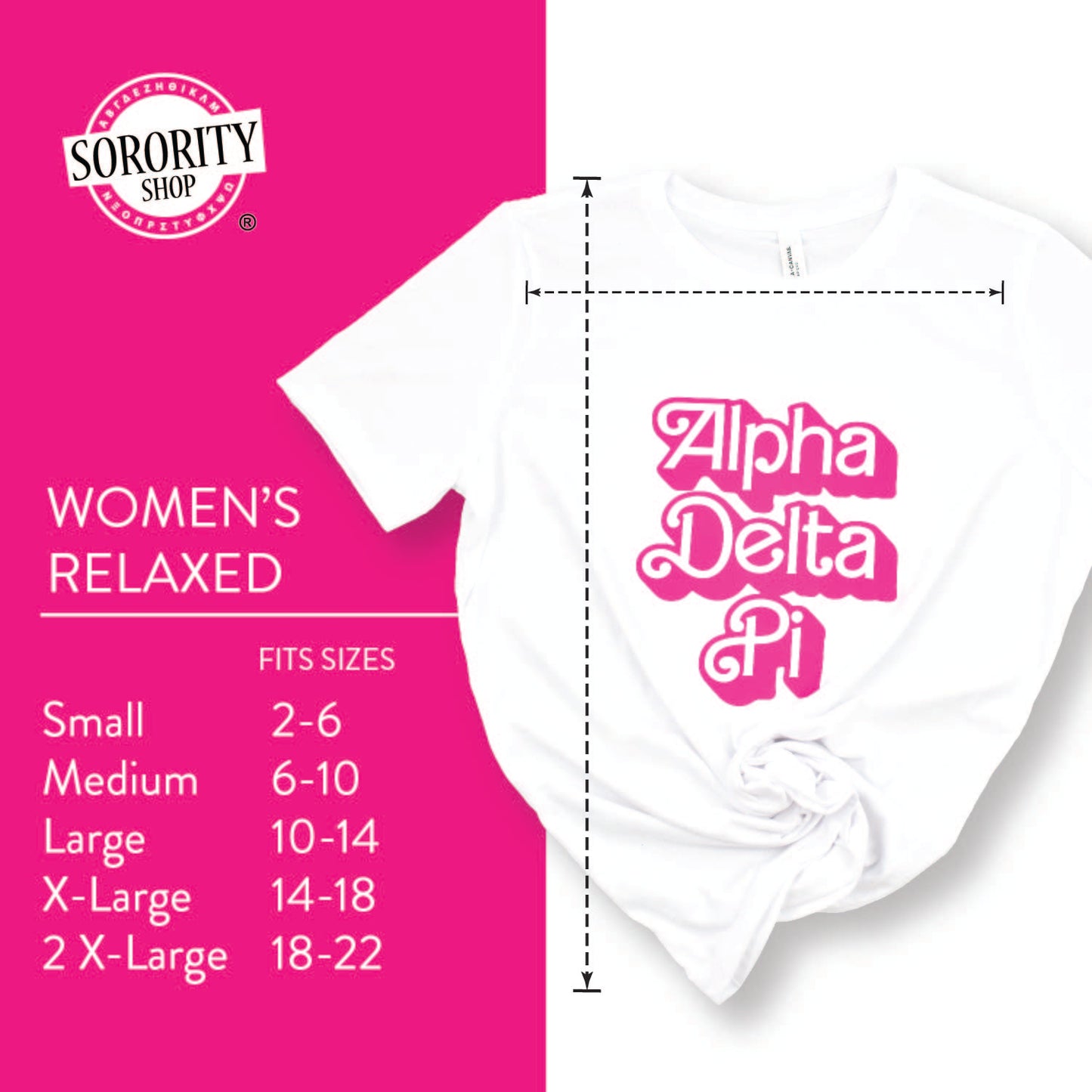 Pi Beta Phi T-Shirt- Retro Dolly Sorority Name Design, Relaxed Fit