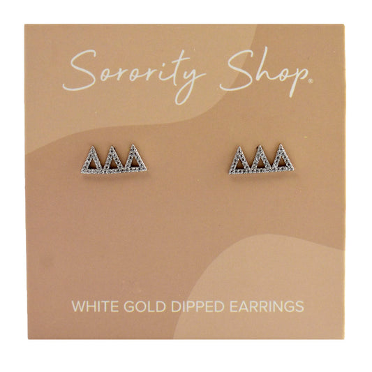 Delta Delta Delta White Gold Plated Stud Earrings