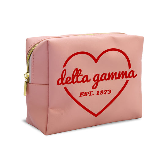 Delta Gamma Pink w/Red Heart Makeup Bag