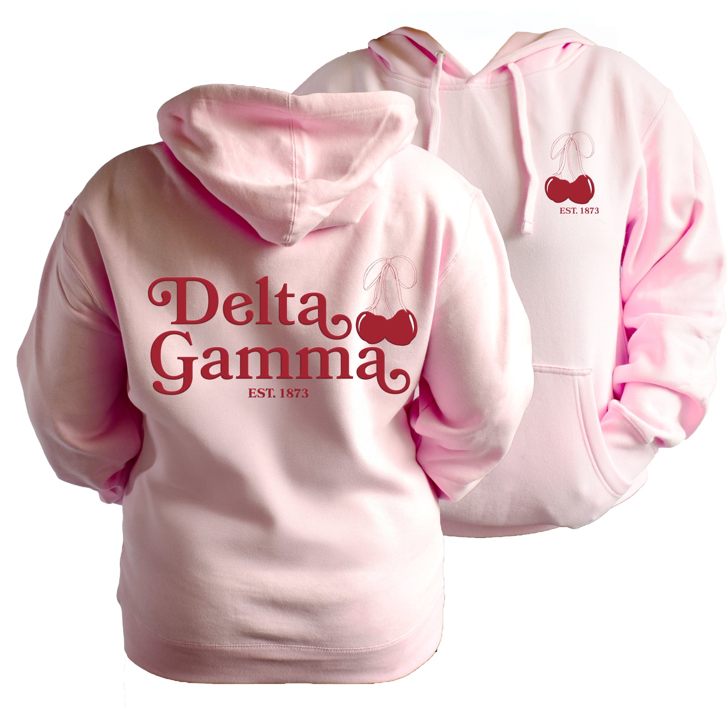 Delta Gamma Hooded Sweatshirt with Cherries and Sorority Name
