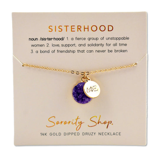 Delta Phi Epsilon Sisterhood Druzy Necklace