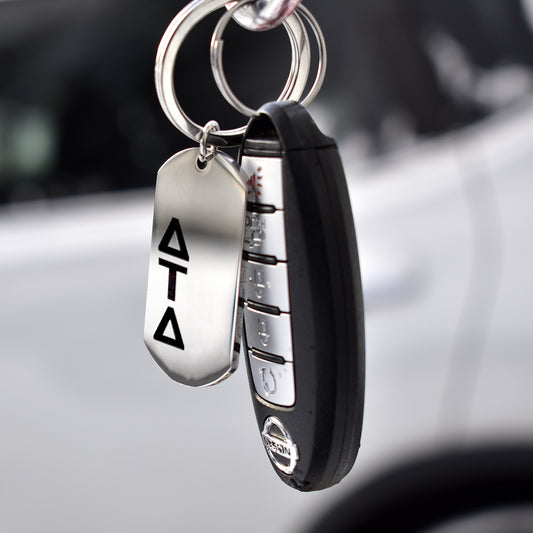 Delta Tau Delta Fraternity Keychain- Stainless Steel Dog Tag Design
